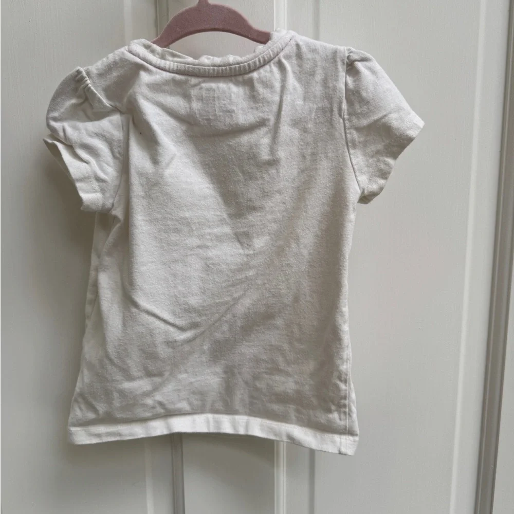 GAP 3T Girls White Multicolor Roller Pup Short Sleeve Tee Shirt Blouse